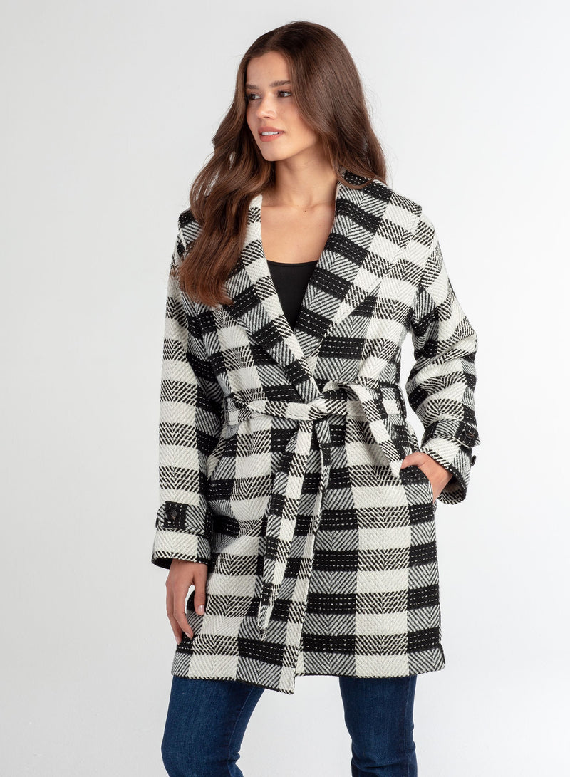 Plaid Belted Coat