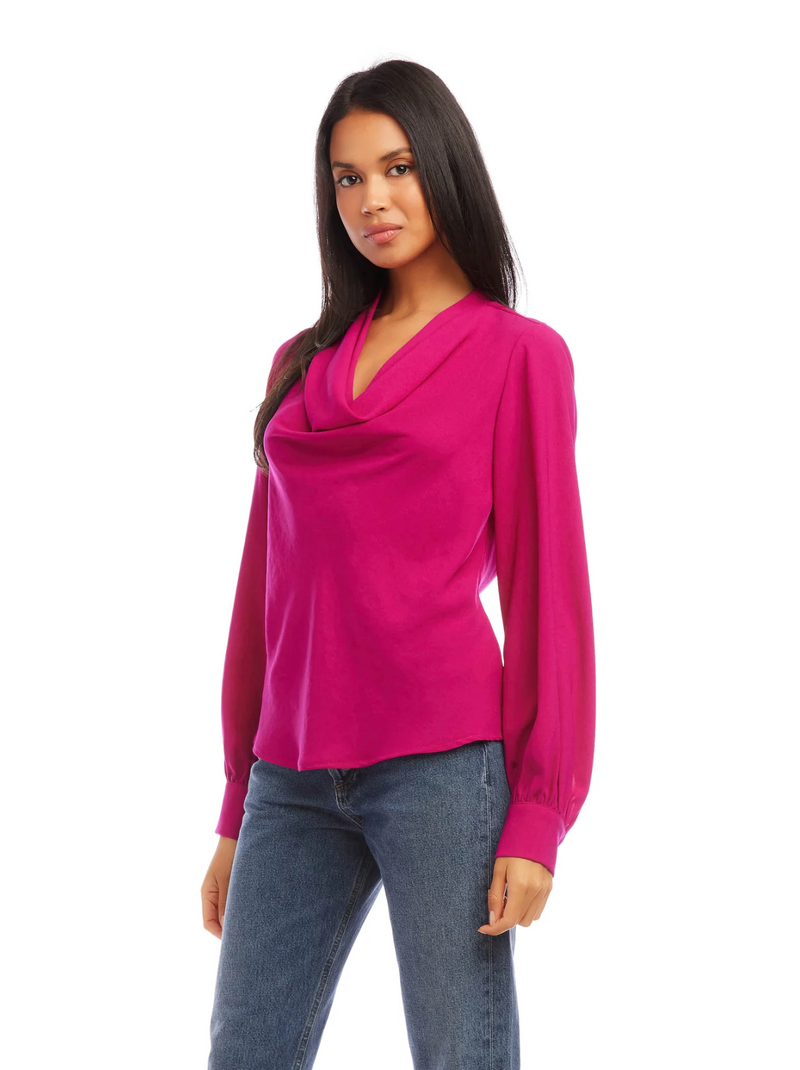 Cowl Neck Top - Hot Pink