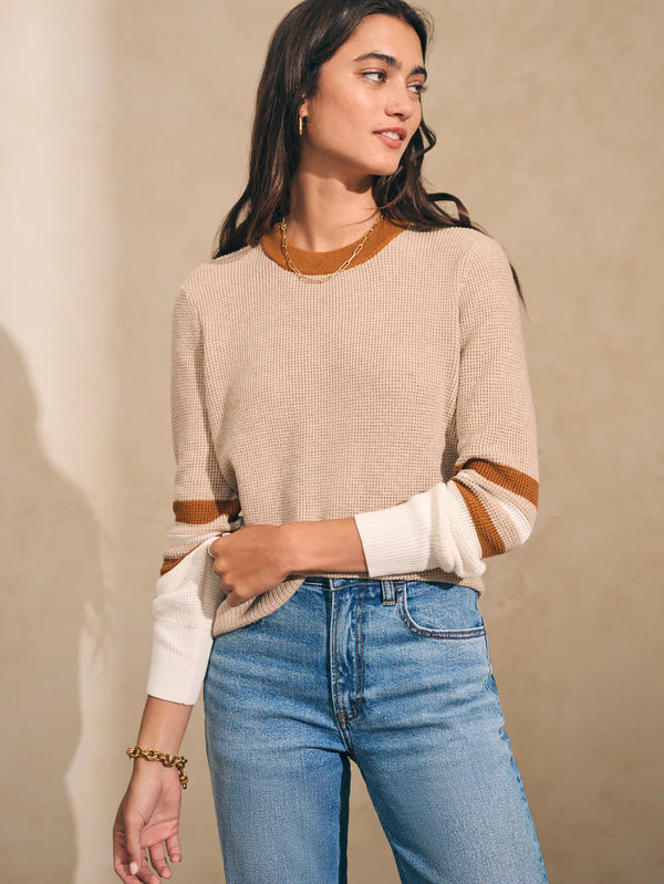 Throwback Crew Sweater - Oat Varsity