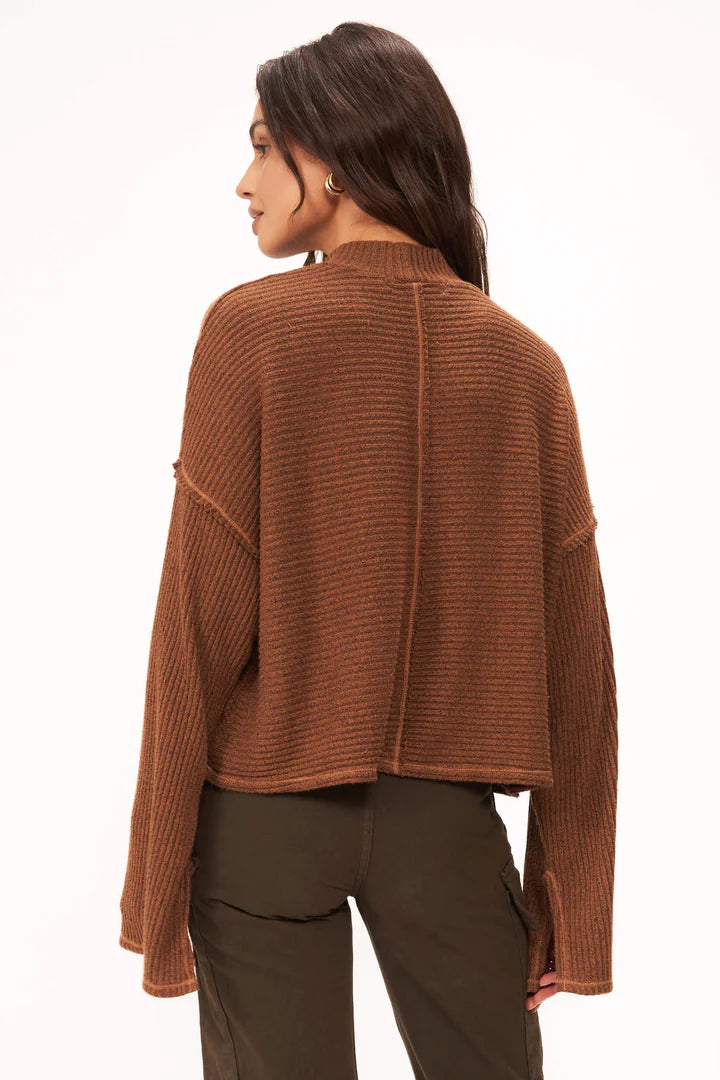 Break It Down Sweater Rib Mock Neck - Caramel