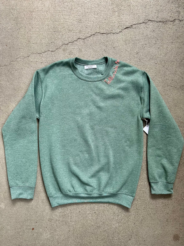 Hand Embroidered Telluride Sweatshirt - Hunter Green