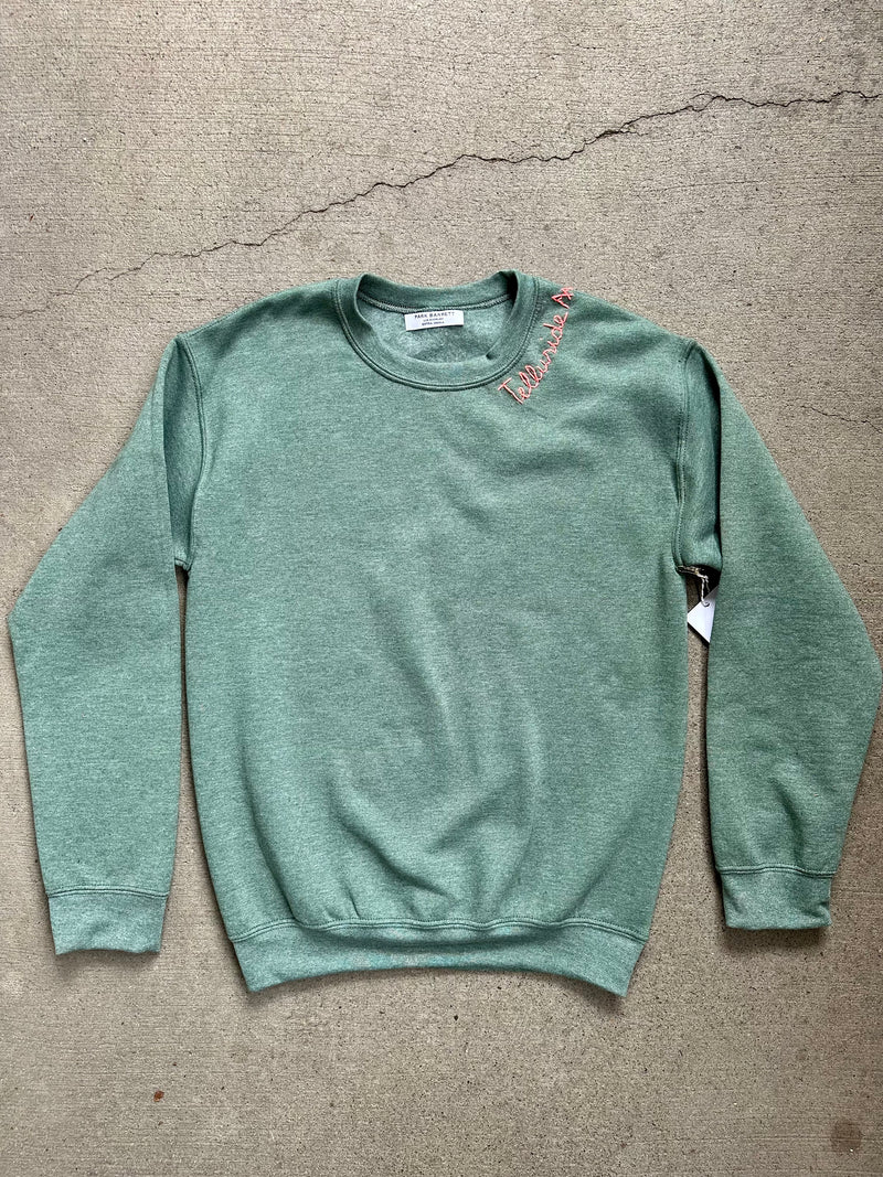 Hand Embroidered Telluride Sweatshirt - Hunter Green