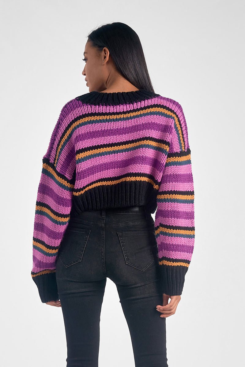 Striped Cropped Crewneck Sweater