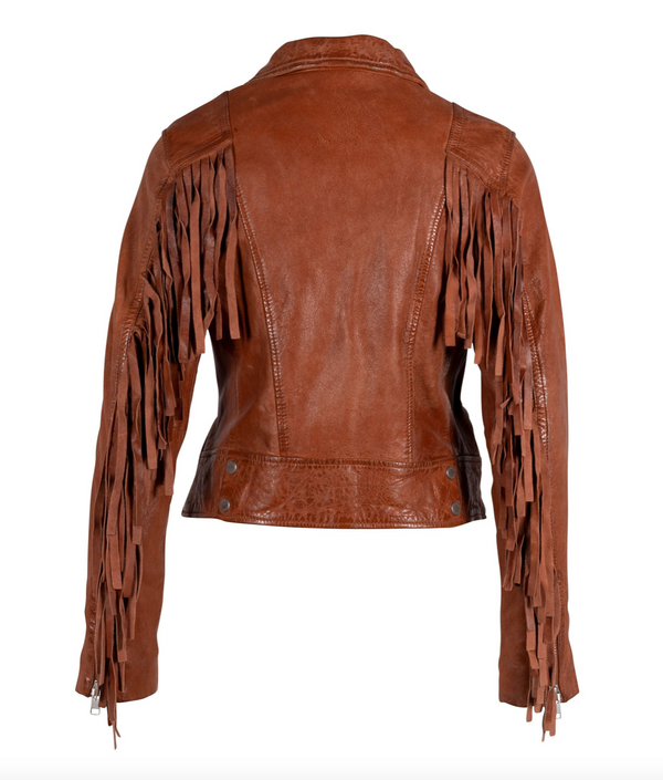 Zoe RF Leather Jacket - Burnt Orange