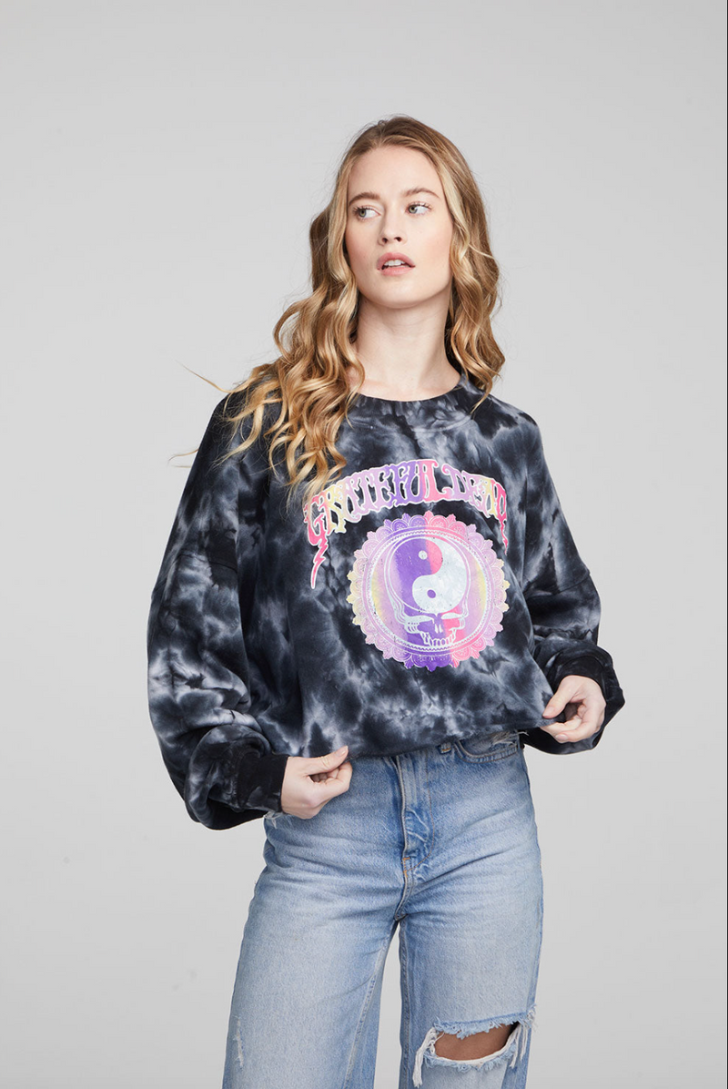 Grateful Dead - Yin Yang Skull Cropped Sweatshirt