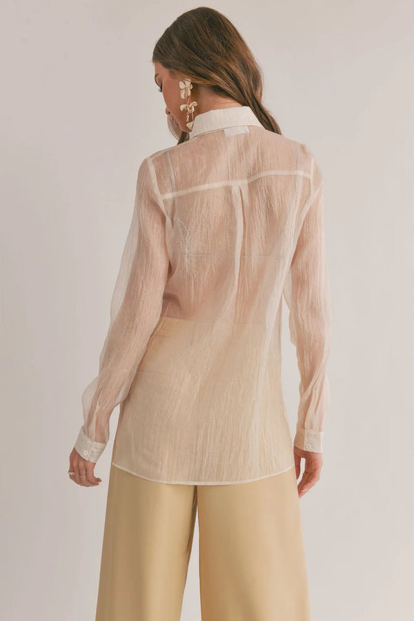 Blurred Sheer Button Down Shirt