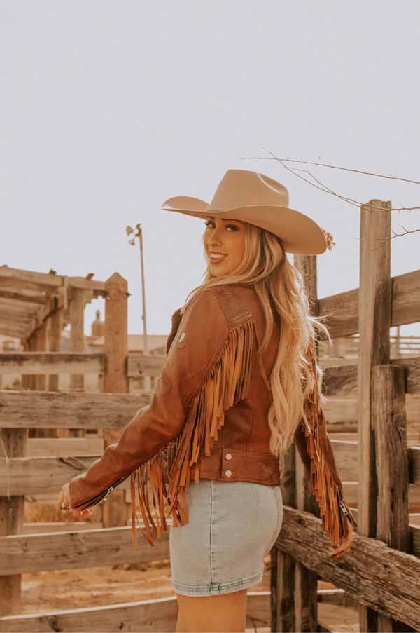 Zoe RF Leather Jacket - Burnt Orange