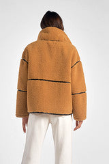 Fur Zip Up Piping Coat