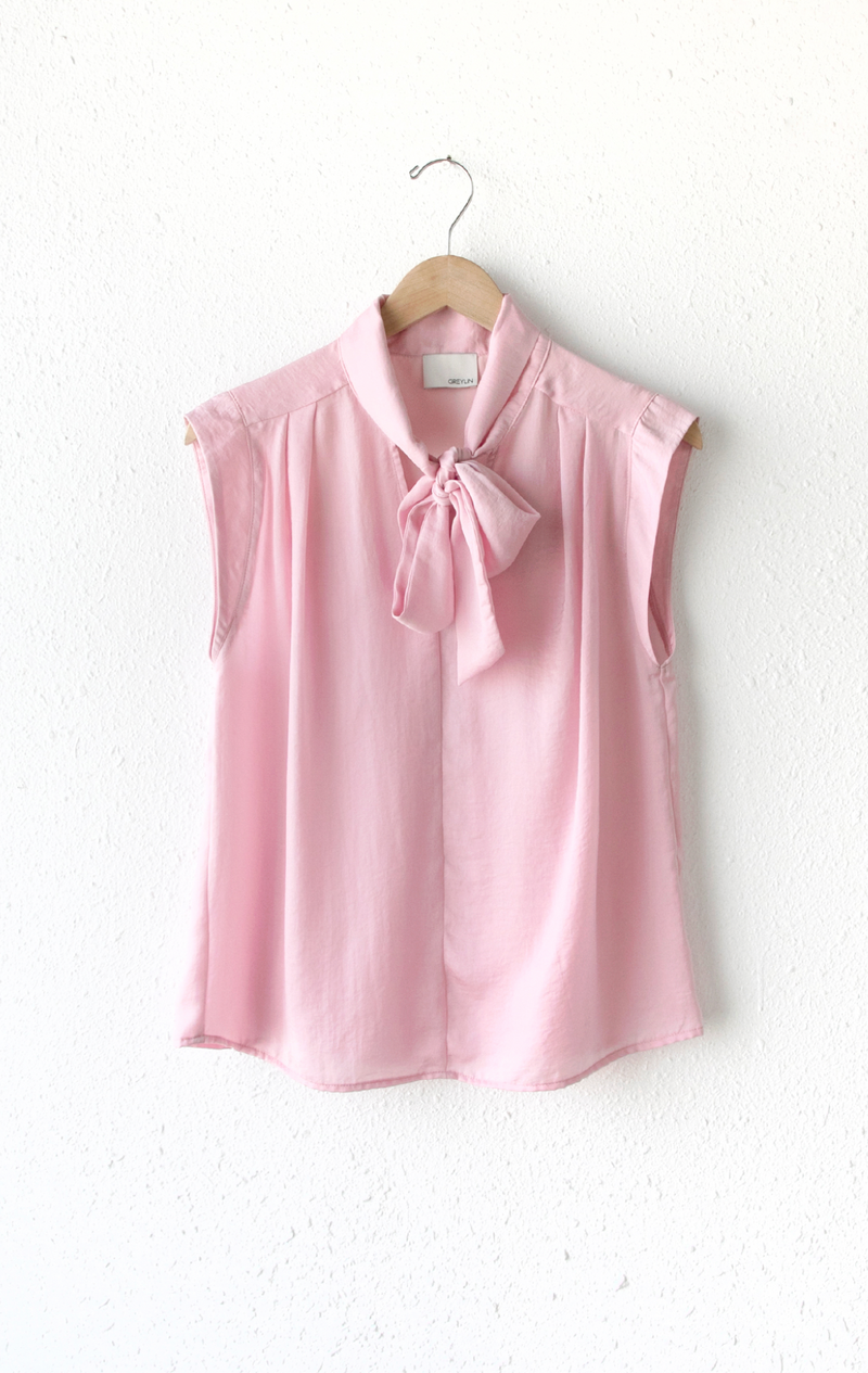 Annette Bow Tie Sleeveless Blouse