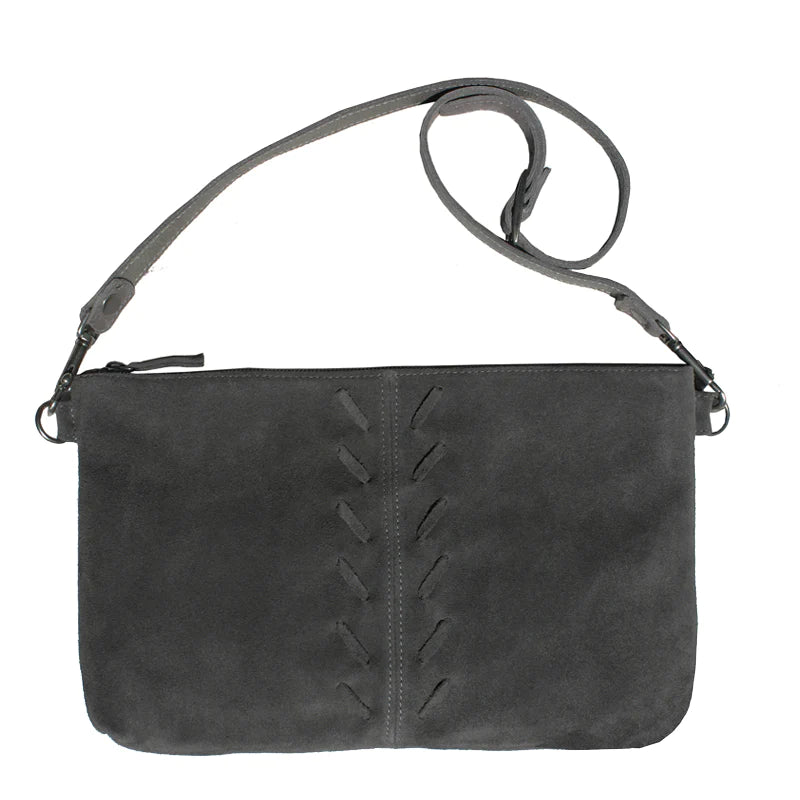 Laced Detail Bag - Grey Suede