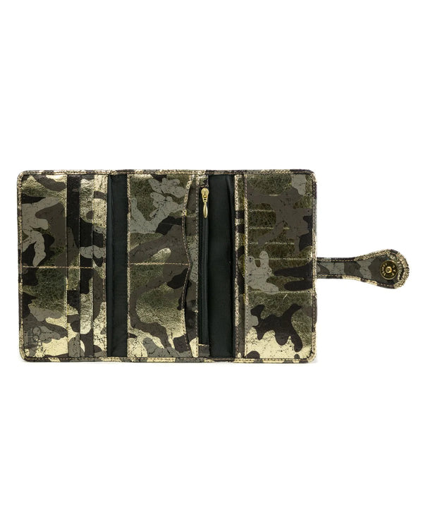 Mila Trifold Wallet - Black Gold Camouflage