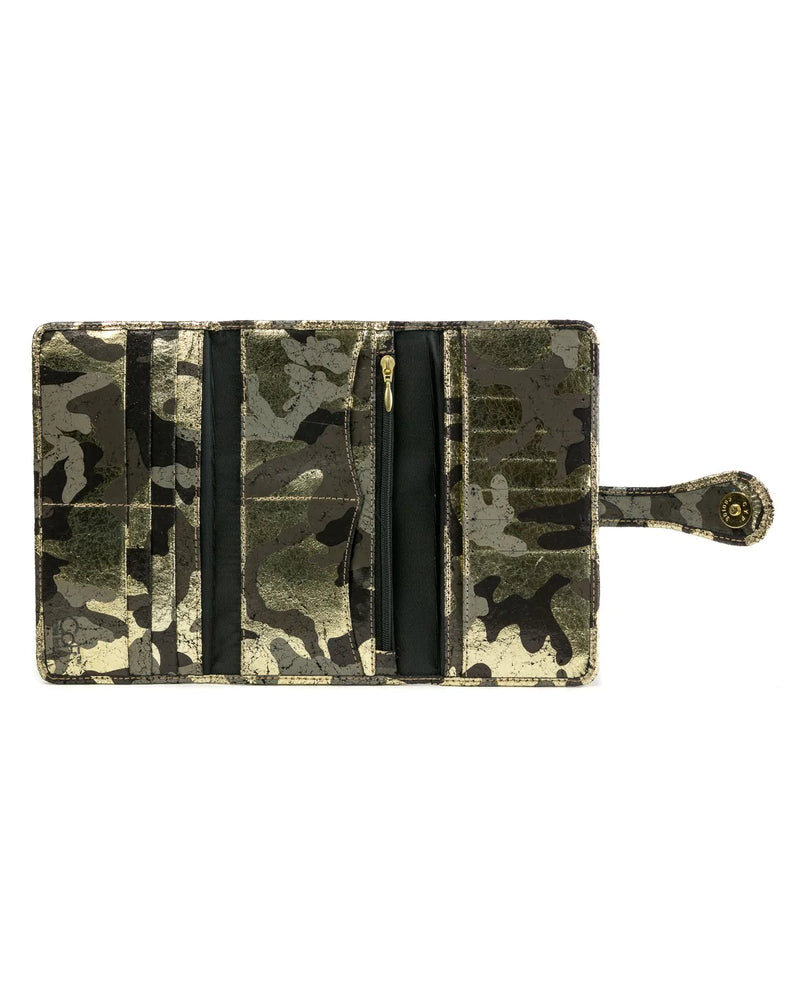 Mila Trifold Wallet - Black Gold Camouflage