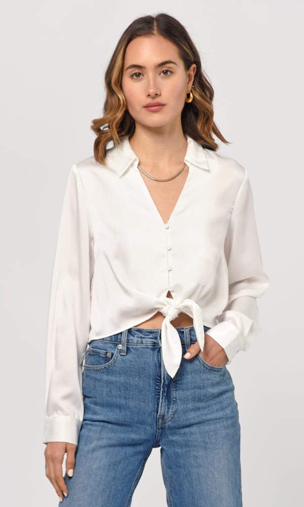 Rachel Satin Tie Front Shirt