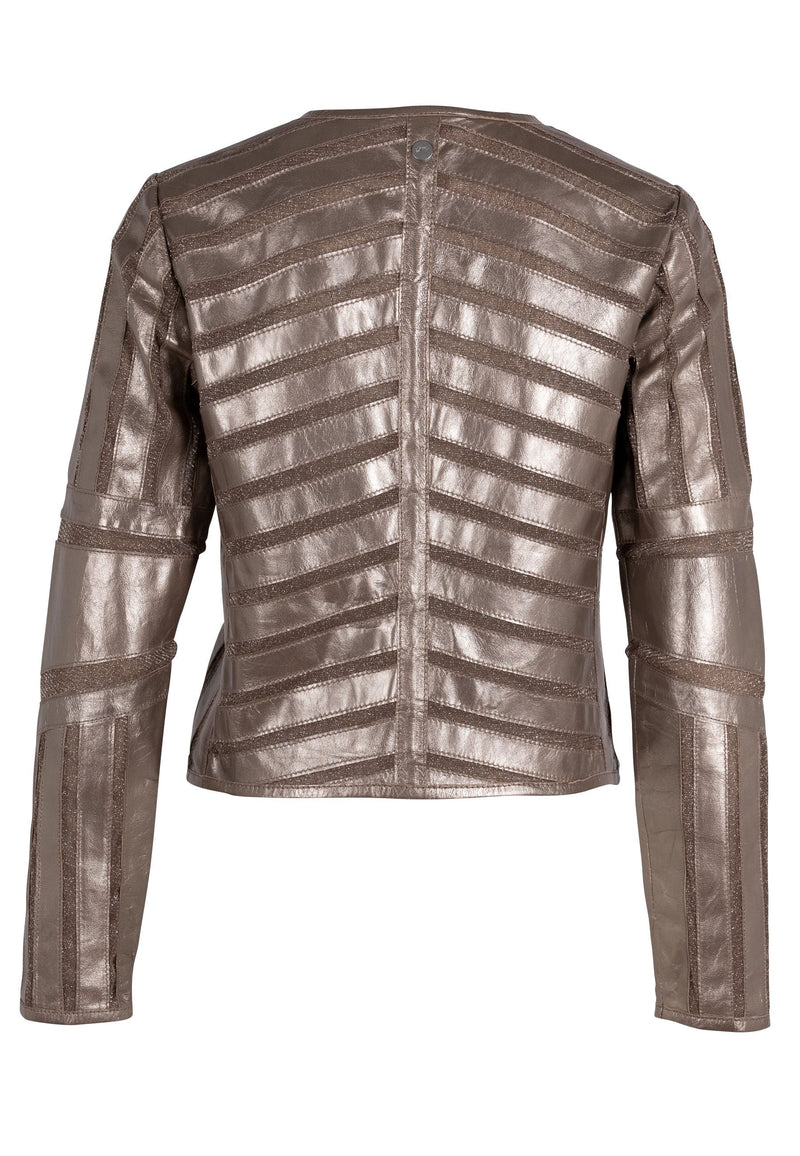 Yula RF Leather Jacket - Silver