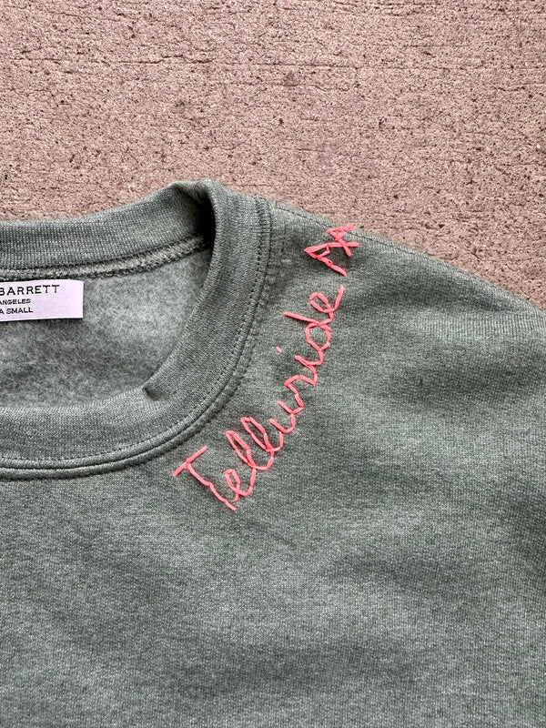 Hand Embroidered Telluride Sweatshirt - Hunter Green