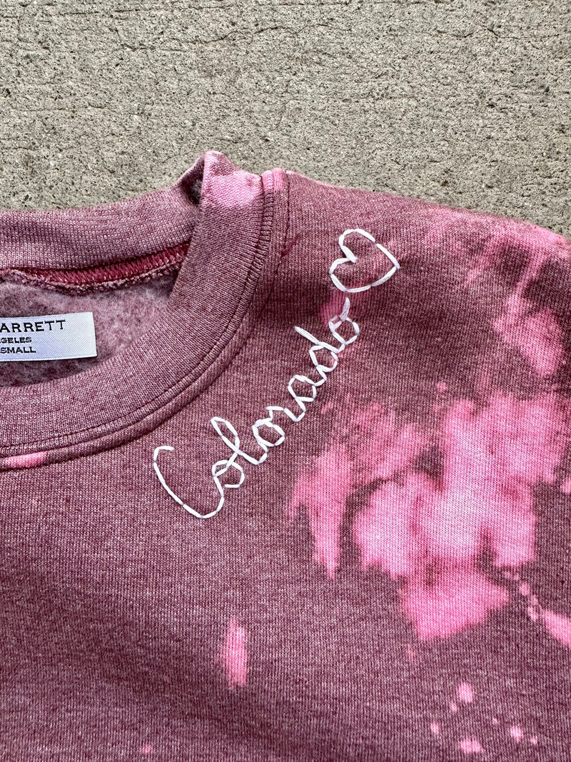 Hand Embroidered Colorado Sweatshirt - Burgundy Cloud