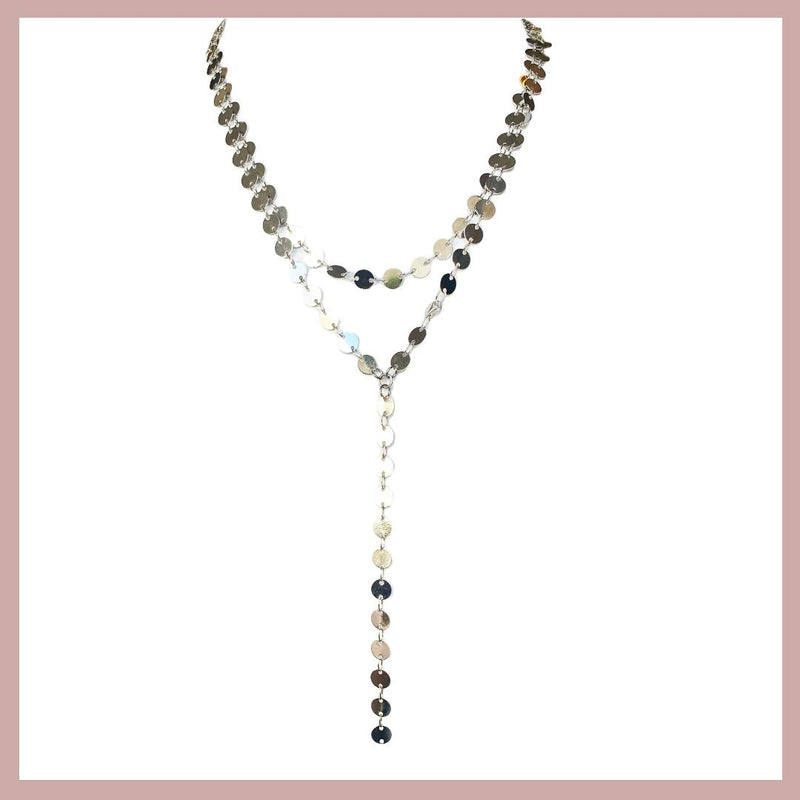 Jaden Lariat Necklace - Rhodium