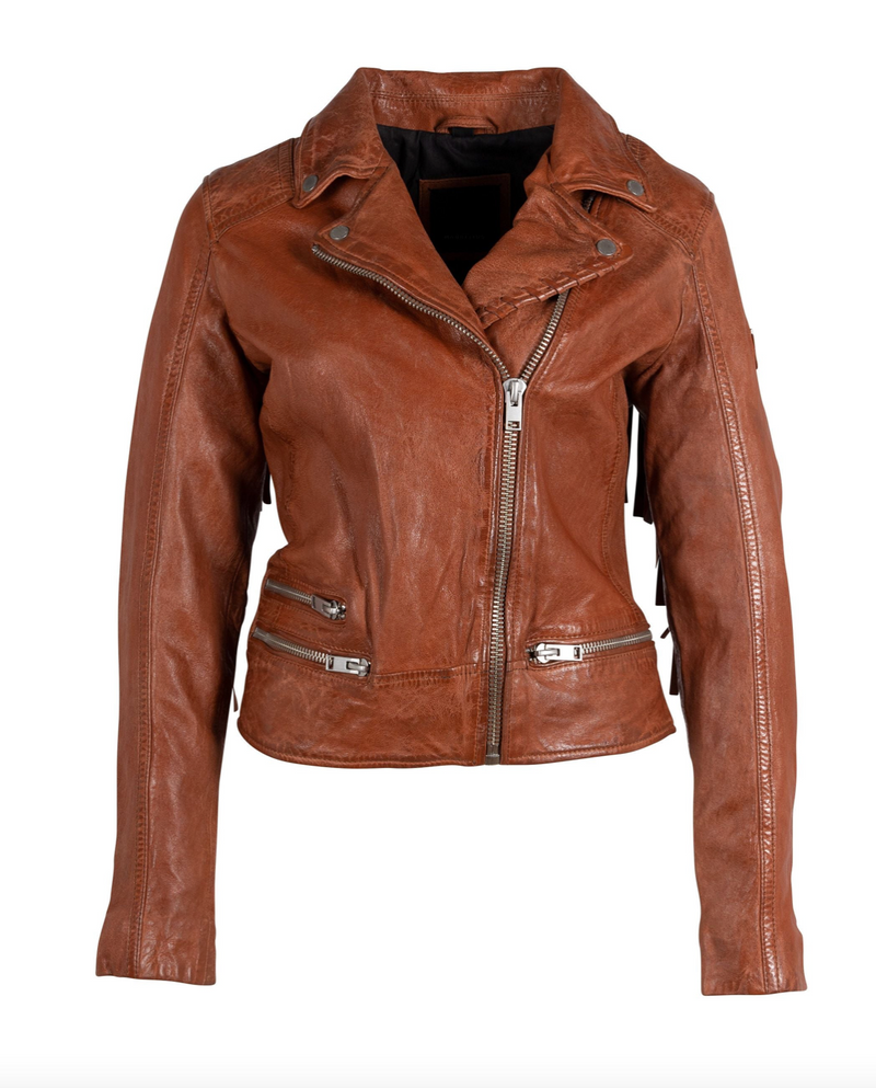 Zoe RF Leather Jacket - Burnt Orange