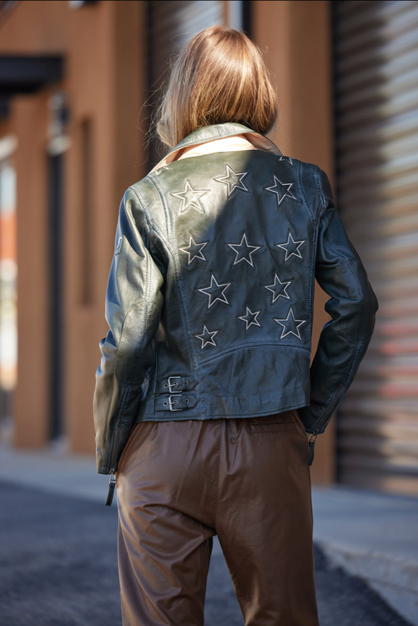 Christy RF Leather Jacket - New Green