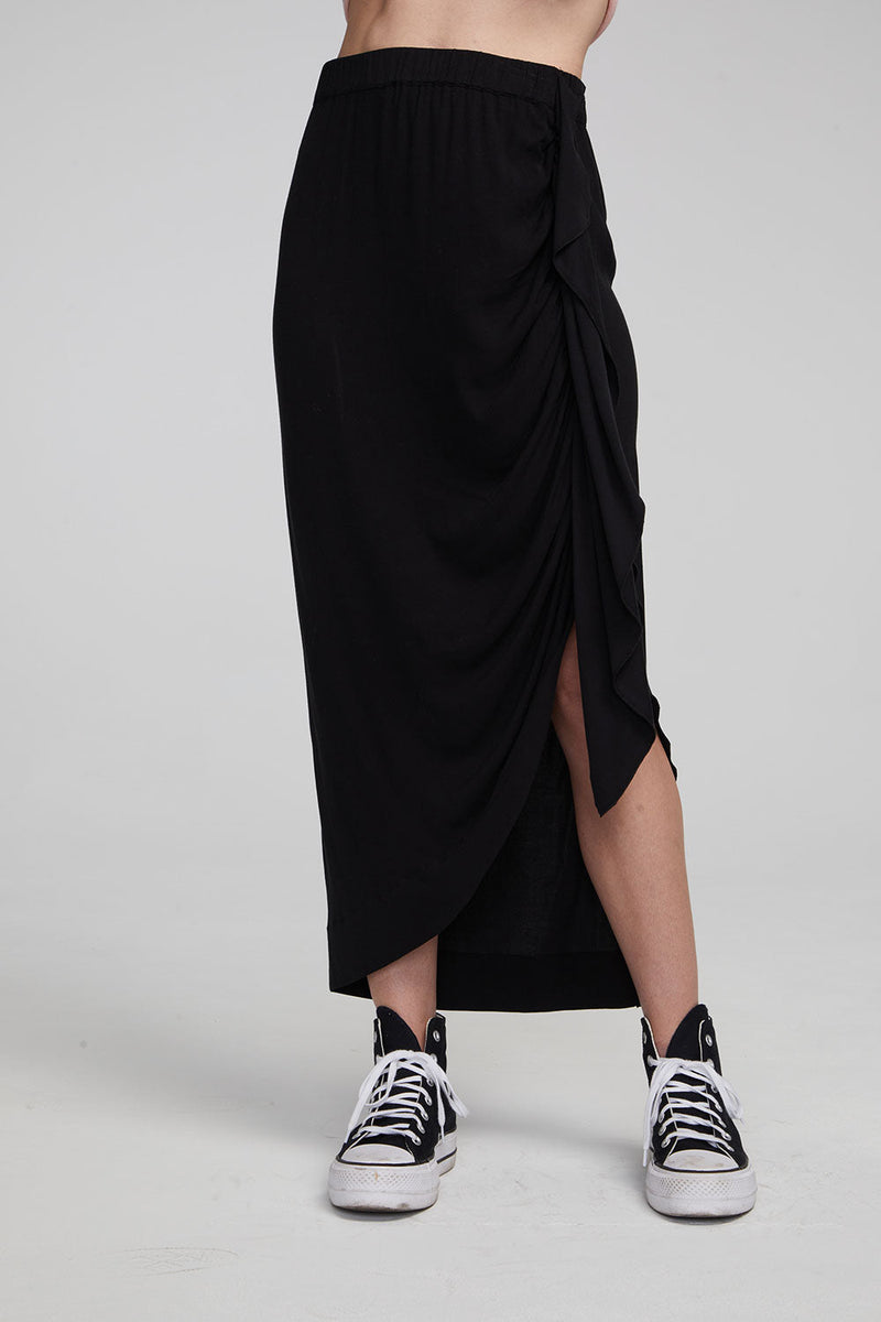 Lindsay Shadow Black Midi Skirt
