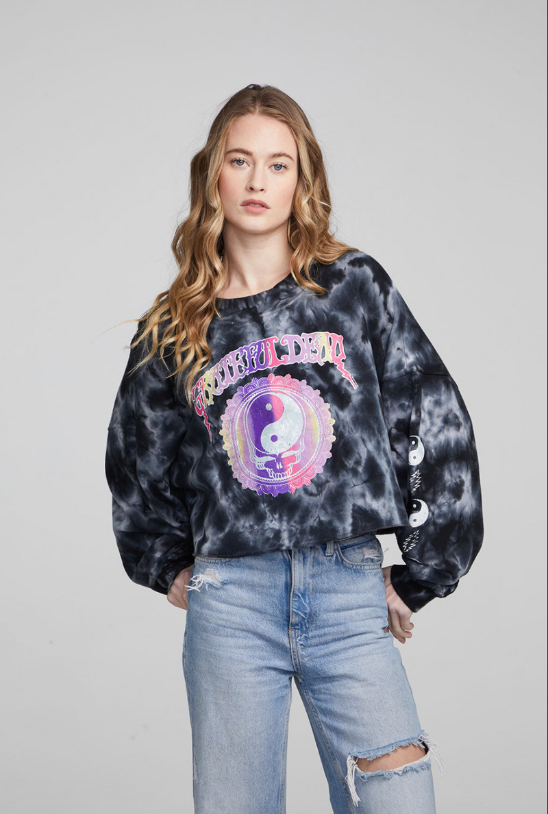 Grateful Dead - Yin Yang Skull Cropped Sweatshirt